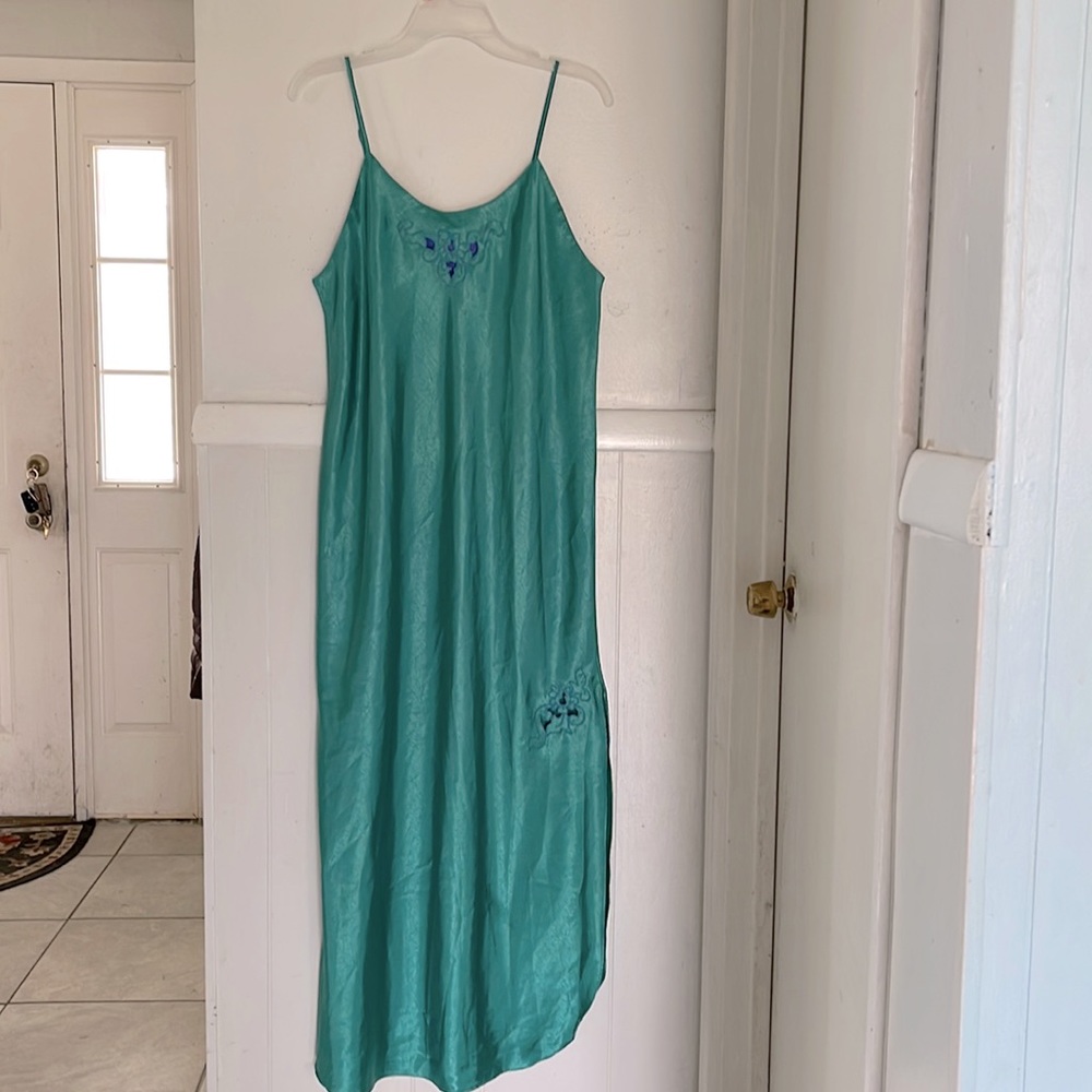 Ms. B green soft silky nightgown